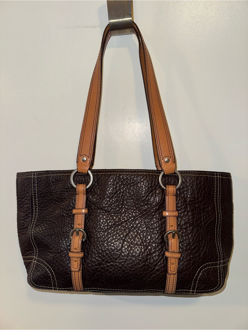Y2K vintage Coach Chelsea Tote Bag Handbag Dark Brown Pebbled Leather - Picture 8 of 10